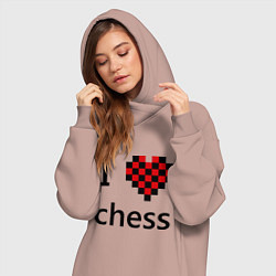 Женское худи-платье I love chess, цвет: пыльно-розовый — фото 2