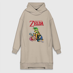 Женское худи-платье Zelda: Tri force heroes, цвет: миндальный