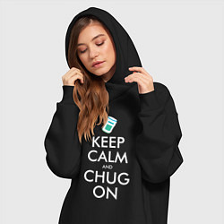 Женское худи-платье Keep Calm & Chug on, цвет: черный — фото 2