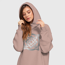 Женское худи-платье Звезда Сварога: серебро, цвет: пыльно-розовый — фото 2