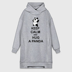 Женское худи-платье Keep Calm & Hug A Panda, цвет: меланж