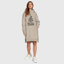 Женское худи-платье Keep Calm & Kill All Humans, цвет: миндальный — фото 2