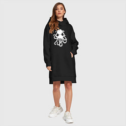 Женское худи-платье Кракен-осьминог, цвет: черный — фото 2