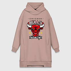 Женское худи-платье Chicago Bulls est. 1966, цвет: пыльно-розовый