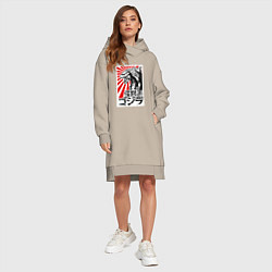 Женское худи-платье Godzilla Poster, цвет: миндальный — фото 2