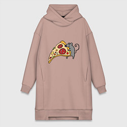 Женская толстовка-платье Кусочек пиццы парная