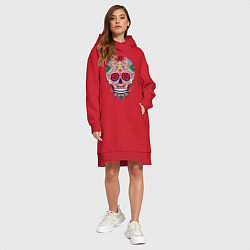 Женское худи-платье Oldschool skull, цвет: красный — фото 2