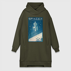 Женское худи-платье SpaceX: Space Ship, цвет: хаки