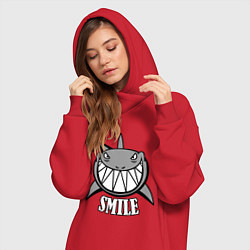Женское худи-платье Shark Smile, цвет: красный — фото 2