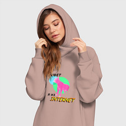 Женское худи-платье Привет я из internet, цвет: пыльно-розовый — фото 2