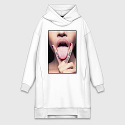 Женское худи-платье Кунилингус, цвет: белый