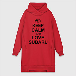 Женское худи-платье Keep Calm & Love Subaru, цвет: красный