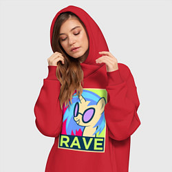 Женское худи-платье DJ Pon-3 RAVE, цвет: красный — фото 2