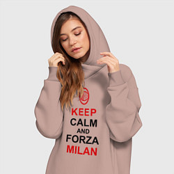 Женское худи-платье Keep Calm & Forza Milan, цвет: пыльно-розовый — фото 2