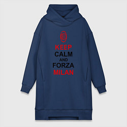 Женское худи-платье Keep Calm & Forza Milan, цвет: тёмно-синий
