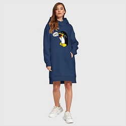 Женское худи-платье Пингвин: Linux, цвет: тёмно-синий — фото 2