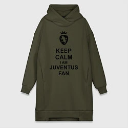 Женское худи-платье Keep Calm & Juventus fan, цвет: хаки