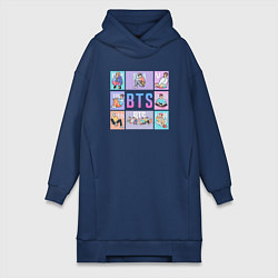 Женское худи-платье BTS Boys, цвет: тёмно-синий