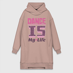 Женское худи-платье Dance is my life, цвет: пыльно-розовый