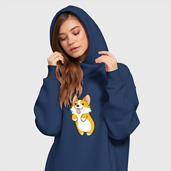 Женское худи-платье Корги лапочка, цвет: тёмно-синий — фото 2