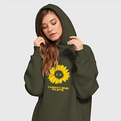 Женское худи-платье 21 Pilots: Sunflower, цвет: хаки — фото 2
