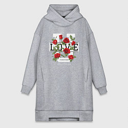 Женская толстовка-платье Love u forever flowers