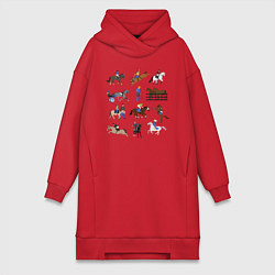 Женская толстовка-платье Конный виды спорта