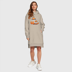 Женское худи-платье Милые лисята, цвет: миндальный — фото 2