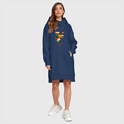 Женское худи-платье Кубик Рубика, цвет: тёмно-синий — фото 2