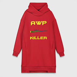 Женское худи-платье AWP killer 2, цвет: красный