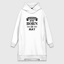 Женское худи-платье Legends are born in May, цвет: белый