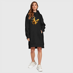 Женское худи-платье Пушистик Пикачу, цвет: черный — фото 2
