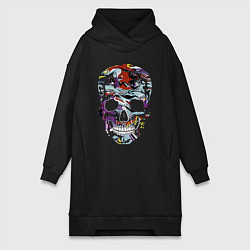 Женское худи-платье Skull 2055, цвет: черный