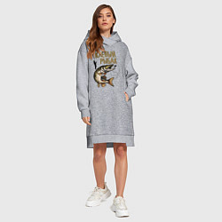 Женское худи-платье Клёвый Рыбак, цвет: меланж — фото 2