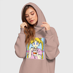 Женское худи-платье Sailor Moon Usagi Tsukino, цвет: пыльно-розовый — фото 2