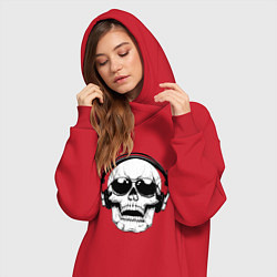 Женское худи-платье Skull Music lover, цвет: красный — фото 2