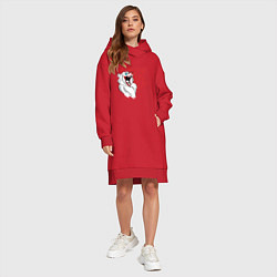 Женское худи-платье Безумный медведь, цвет: красный — фото 2