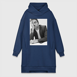 Женское худи-платье Роберт Паттинсон, цвет: тёмно-синий