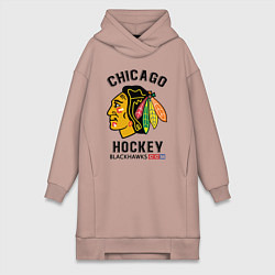 Женское худи-платье CHICAGO BLACKHAWKS NHL, цвет: пыльно-розовый