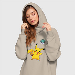 Женское худи-платье Pokemon pikachu 1, цвет: миндальный — фото 2