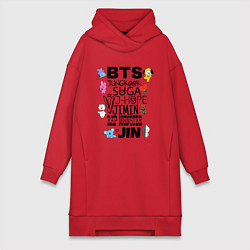 Женское худи-платье BTS BT21, цвет: красный