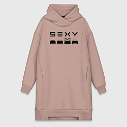 Женское худи-платье Tesla sexy, цвет: пыльно-розовый