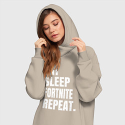 Женское худи-платье EAT SLEEP FORTNITE REPEAT, цвет: миндальный — фото 2