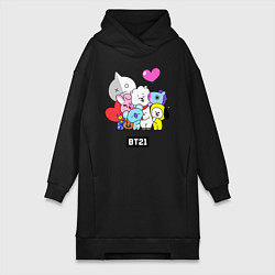 Женское худи-платье BT21, цвет: черный