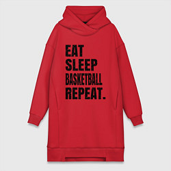 Женское худи-платье EAT SLEEP BASKETBALL REPEAT, цвет: красный