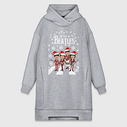 Женское худи-платье Битлз Новогодний, цвет: меланж