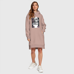 Женское худи-платье Cute girl, цвет: пыльно-розовый — фото 2