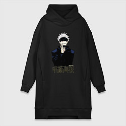 Женское худи-платье Jujutsu Kaisen - Satoru Gojou, цвет: черный