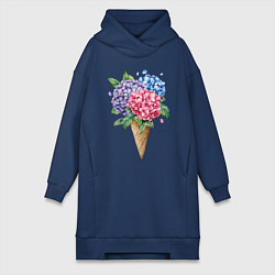 Женская толстовка-платье Букет цветов в рожке