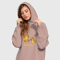 Женское худи-платье Doge Bonk go to horny jail, цвет: пыльно-розовый — фото 2